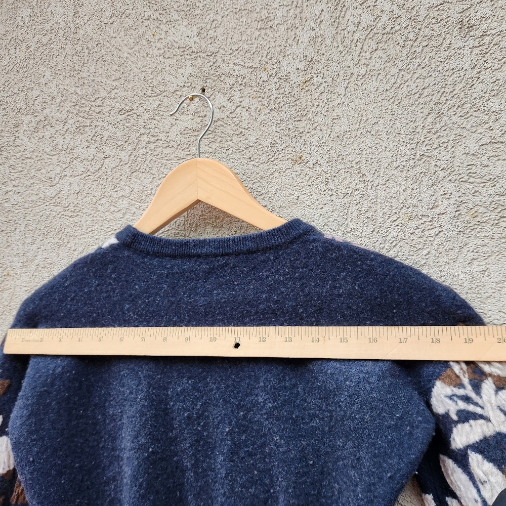 PAUL JOE SISTER Womens Sweater Extra Small Blue Floral Embroidered Knit Wool Vtg - Picture 7 of 9